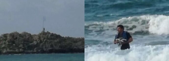 Λεβέντης Κρητικός κολυμπά μέχρι την απέναντι βραχονησίδα για να βάλει την ελληνική σημαία: «Στη μνήμη όσων αγωνίστηκαν»