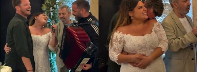 Δανάη Μπάρκα: «Λύγισαν» όλοι στον γάμο με την τρυφερή αφιέρωσή της στον Φάνη Μπότση (Βίντεο)