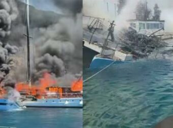 Σκηνές θρίλερ στους Παξούς: Ανατριχίλα με τον καπετάνιο που αψήφησε τις φλόγες για να σώσει τους επιβάτες του (Βίντεο)