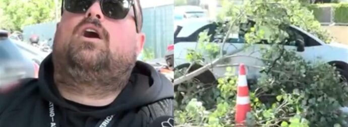 Νικόλας Ράπτης: Παραλίγο ατύχημα on camera – Έπεσε ένα κλαδί ενώ έκανε δηλώσεις