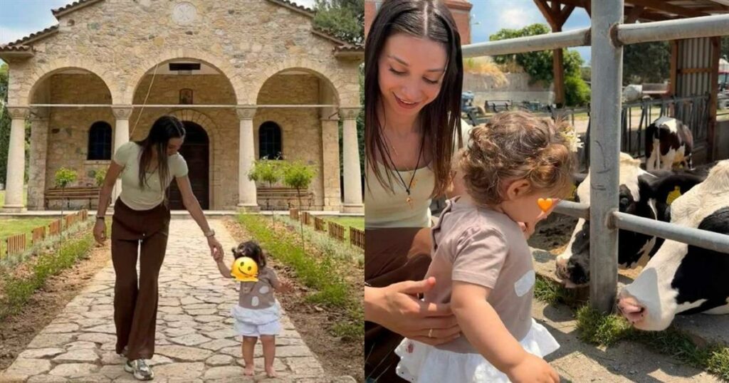 Δήμητρα Βαμβακούση: Τάισε αγελάδες μαζί με τη κόρη της – Η Κυριακάτικη εξόρμησή τους