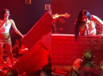 Αναστασία: Της πέταξαν καναπέ στην πίστα την ώρα που τραγουδούσε (Βίντεο)