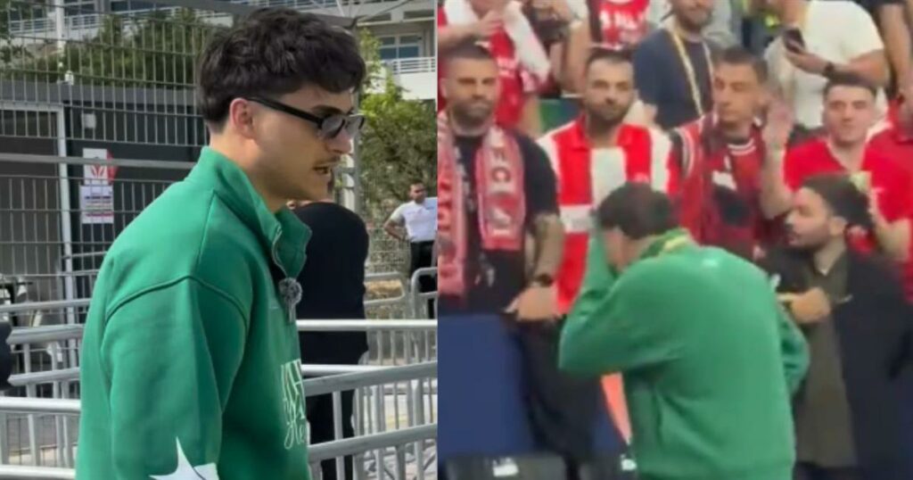 Χαμός στο Final Four: Μπήκε με φούτερ Παναθηναϊκού και άναψε φωτιές στις εξέδρες του Ολυμπιακός – Φενέρ
