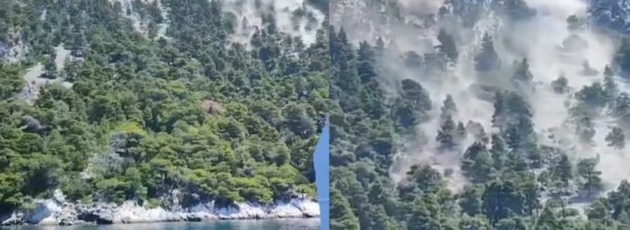 Σεισμοί στην Εύβοια: Η στιγμή που γίνεται κατολίσθηση στο όρος Καντήλι από τον «Εγκέλαδο» των 5,2 Ρίχτερ, δείτε βίντεο