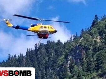 Φωτιά στα Άγραφα: Συγκλονιστικό βίντεο με ελικόπτερο να γεμίζει νερό από το ποτάμι###